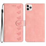 For iPhone 11 Pro Max Seven Butterflies Embossed Leather Phone Case(Pink)