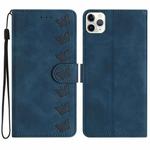 For iPhone 11 Pro Max Seven Butterflies Embossed Leather Phone Case(Blue)