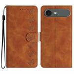 For iPhone 17 Air Seven Butterflies Embossed Leather Phone Case(Brown)
