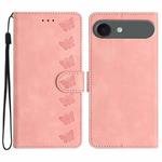 For iPhone 17 Air Seven Butterflies Embossed Leather Phone Case(Pink)