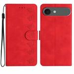 For iPhone 17 Air Seven Butterflies Embossed Leather Phone Case(Red)