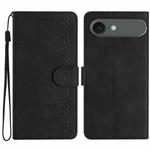 For iPhone 17 Air Seven Butterflies Embossed Leather Phone Case(Black)