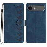 For iPhone 17 Air Seven Butterflies Embossed Leather Phone Case(Blue)