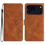 For iPhone 17 Pro Max Seven Butterflies Embossed Leather Phone Case(Brown)