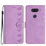 For LG K50 Seven Butterflies Embossed Leather Phone Case(Purple)