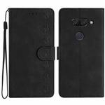 For LG K50 Seven Butterflies Embossed Leather Phone Case(Black)