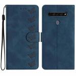 For LG K51S Seven Butterflies Embossed Leather Phone Case(Blue)