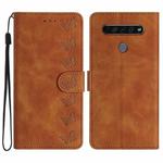 For LG K61 Seven Butterflies Embossed Leather Phone Case(Brown)