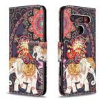 For LG K61 Colored Drawing Pattern Horizontal Flip Leather Case with Holder & Card Slots & Wallet(Flowers and Elephant)