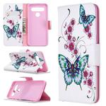 For LG K61 Colored Drawing Pattern Horizontal Flip Leather Case with Holder & Card Slots & Wallet(Peach Blossom and Butterfly)