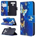 For LG K61 Colored Drawing Pattern Horizontal Flip Leather Case with Holder & Card Slots & Wallet(Golden Butterfly)