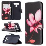For LG K61 Colored Drawing Pattern Horizontal Flip Leather Case with Holder & Card Slots & Wallet(Lotus)