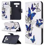 For LG K61 Colored Drawing Pattern Horizontal Flip Leather Case with Holder & Card Slots & Wallet(Blue Butterfly)