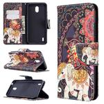 For Nokia 1.3 Colored Drawing Pattern Horizontal Flip Leather Case with Holder & Card Slots & Wallet(Flowers and Elephant)