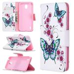 For Nokia 1.3 Colored Drawing Pattern Horizontal Flip Leather Case with Holder & Card Slots & Wallet(Peach Blossom and Butterfly)
