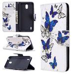 For Nokia 1.3 Colored Drawing Pattern Horizontal Flip Leather Case with Holder & Card Slots & Wallet(Blue Butterfly)