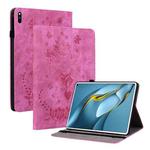 For Huawei MatePad Pro 10.8 2021 / 2018 Butterfly Rose Embossed Leather Tablet Case(Rose Red)