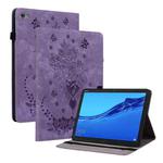 For Huawei MediaPad M5 Lite / C5 10.1 Butterfly Rose Embossed Leather Tablet Case(Purple)