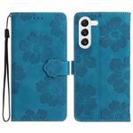 For Samsung Galaxy S23 5G Flower Embossing Pattern Leather Phone Case(Blue)