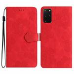 For Samsung Galaxy S20+ Flower Embossing Pattern Leather Phone Case(Red)