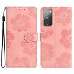 For Samsung Galaxy S20 FE Flower Embossing Pattern Leather Phone Case(Pink)