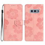 For Samsung Galaxy S10e Flower Embossing Pattern Leather Phone Case(Pink)