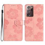 For Samsung Galaxy Note20 Ultra Flower Embossing Pattern Leather Phone Case(Pink)