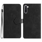 For Samsung Galaxy Note10 Flower Embossing Pattern Leather Phone Case(Black)