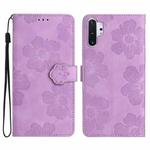 For Samsung Galaxy Note10+ Flower Embossing Pattern Leather Phone Case(Purple)
