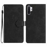 For Samsung Galaxy Note10+ Flower Embossing Pattern Leather Phone Case(Black)