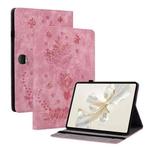 For Honor Pad 9 12.1 Butterfly Rose Embossed Leather Tablet Case(Pink)