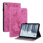 For Nokia T21 Butterfly Rose Embossed Leather Tablet Case(Rose Red)
