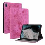 For Nokia T20 10.4 2021 Butterfly Rose Embossed Leather Tablet Case(Rose Red)