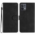 For OPPO Reno8 5G Seven Butterflies Embossed Leather Phone Case(Black)