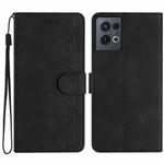 For OPPO Reno8 Pro Seven Butterflies Embossed Leather Phone Case(Black)