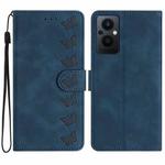 For OPPO Reno8 Lite 5G Seven Butterflies Embossed Leather Phone Case(Blue)