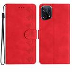 For OPPO Find X5 Seven Butterflies Embossed Leather Phone Case(Red)