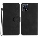 For OPPO Find X5 Seven Butterflies Embossed Leather Phone Case(Black)
