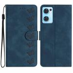 For OPPO Find X5 Lite Seven Butterflies Embossed Leather Phone Case(Blue)