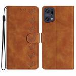 For OPPO Find X5 Pro Seven Butterflies Embossed Leather Phone Case(Brown)