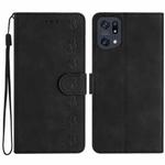 For OPPO Find X5 Pro Seven Butterflies Embossed Leather Phone Case(Black)