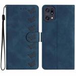 For OPPO Find X5 Pro Seven Butterflies Embossed Leather Phone Case(Blue)