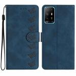 For OPPO A94 5G Seven Butterflies Embossed Leather Phone Case(Blue)