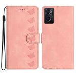 For OPPO A36 / A76 / A96 Seven Butterflies Embossed Leather Phone Case(Pink)