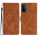 For OPPO A74 / A54 / A93 Seven Butterflies Embossed Leather Phone Case(Brown)