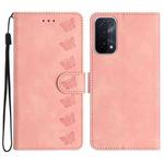 For OPPO A74 / A54 / A93 Seven Butterflies Embossed Leather Phone Case(Pink)