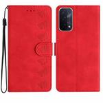 For OPPO A74 / A54 / A93 Seven Butterflies Embossed Leather Phone Case(Red)