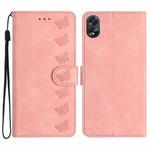 For OPPO A18 Seven Butterflies Embossed Leather Phone Case(Pink)