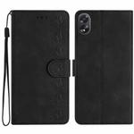 For OPPO A18 Seven Butterflies Embossed Leather Phone Case(Black)