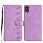 For OPPO A38 Seven Butterflies Embossed Leather Phone Case(Purple)